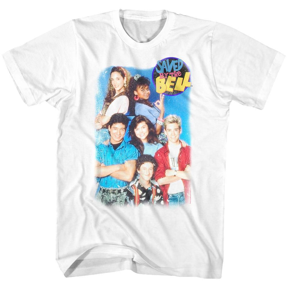 Saved By The Bell Group Shot White Adult T Shirt